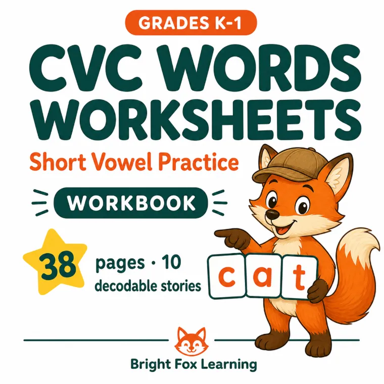 CVC Words Worksheets cover